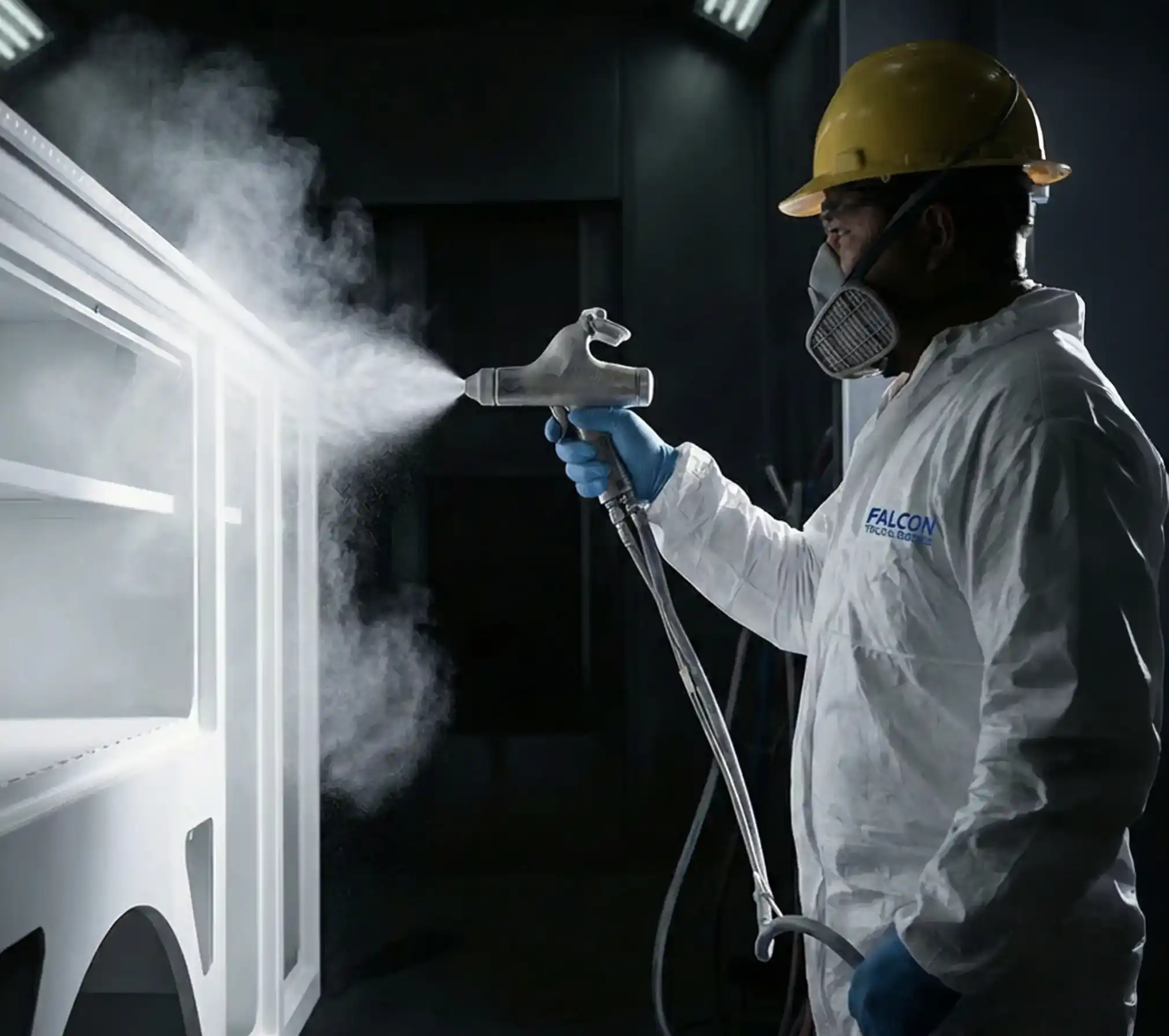 Industrial powder coat finishing process